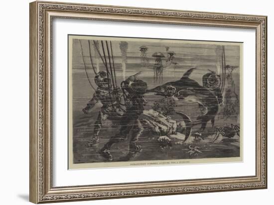 Extraordinary Submarine Adventure with a Sword-Fish-null-Framed Giclee Print