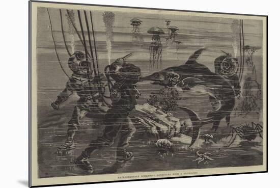 Extraordinary Submarine Adventure with a Sword-Fish-null-Mounted Giclee Print