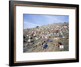 Extras Playing Dead People Hold Numbered Cards Between Takes During Filming of "Spartacus"-J^ R^ Eyerman-Framed Photographic Print