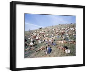 Extras Playing Dead People Hold Numbered Cards Between Takes During Filming of "Spartacus"-J^ R^ Eyerman-Framed Photographic Print