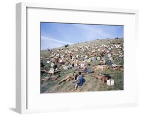Extras Playing Dead People Hold Numbered Cards Between Takes During Filming of "Spartacus"-J^ R^ Eyerman-Framed Photographic Print