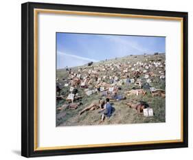 Extras Playing Dead People Hold Numbered Cards Between Takes During Filming of "Spartacus"-J^ R^ Eyerman-Framed Photographic Print
