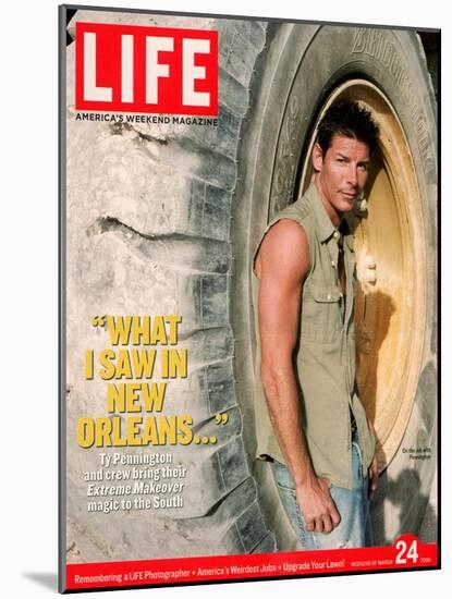 Extreme Makeover Host Ty Pennington on Location in post-Katrina Ravaged South, March 24, 2006-Michael Edwards-Mounted Photographic Print