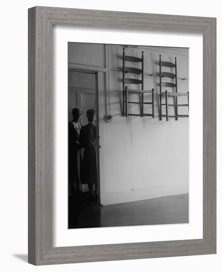 Extreme Neatness of Shaker Habits is Shown by Their Custom to Hang Chairs When Not in Use-Nina Leen-Framed Photographic Print