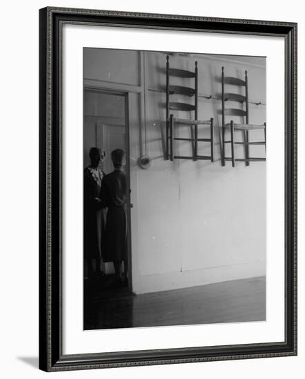 Extreme Neatness of Shaker Habits is Shown by Their Custom to Hang Chairs When Not in Use-Nina Leen-Framed Photographic Print