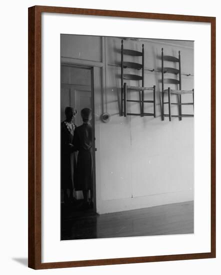 Extreme Neatness of Shaker Habits is Shown by Their Custom to Hang Chairs When Not in Use-Nina Leen-Framed Photographic Print