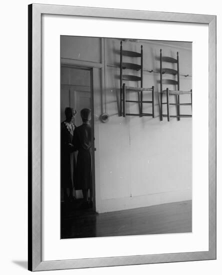 Extreme Neatness of Shaker Habits is Shown by Their Custom to Hang Chairs When Not in Use-Nina Leen-Framed Photographic Print