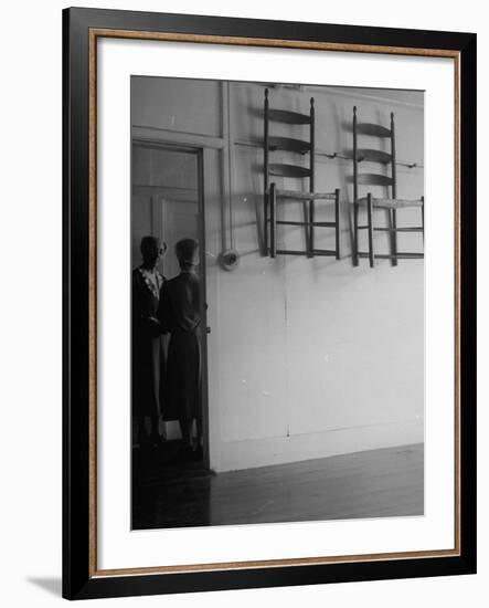 Extreme Neatness of Shaker Habits is Shown by Their Custom to Hang Chairs When Not in Use-Nina Leen-Framed Photographic Print