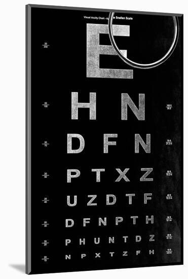 Eye Chart & Magnifying Glass-null-Mounted Art Print