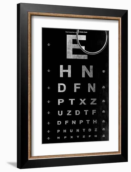 Eye Chart & Magnifying Glass-null-Framed Art Print