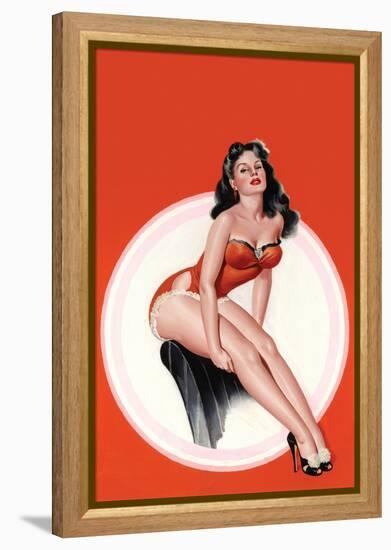 Eyeful Magazine; Brunette in a Red Bathing Suit-Peter Driben-Framed Stretched Canvas