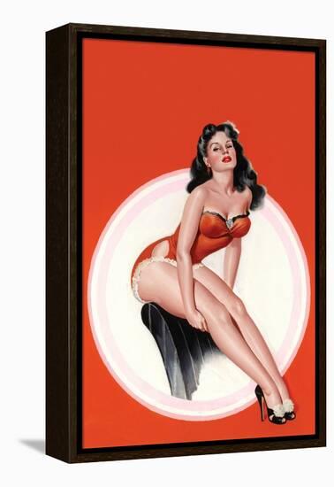 Eyeful Magazine; Brunette in a Red Bathing Suit-Peter Driben-Framed Stretched Canvas