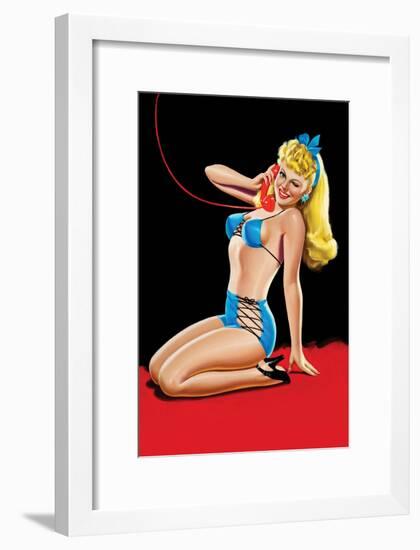 Eyeful Magazine; Pin Up in Blue Bikini-Peter Driben-Framed Art Print