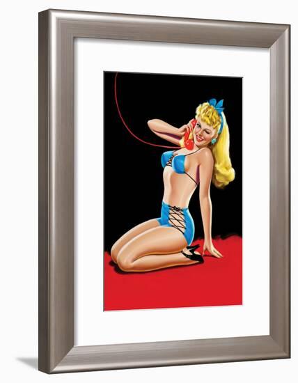 Eyeful Magazine; Pin Up in Blue Bikini-Peter Driben-Framed Art Print