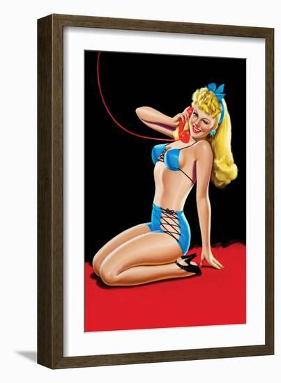 Eyeful Magazine; Pin Up in Blue Bikini-Peter Driben-Framed Art Print