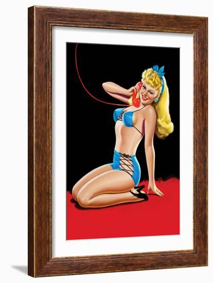 Eyeful Magazine; Pin Up in Blue Bikini-Peter Driben-Framed Art Print