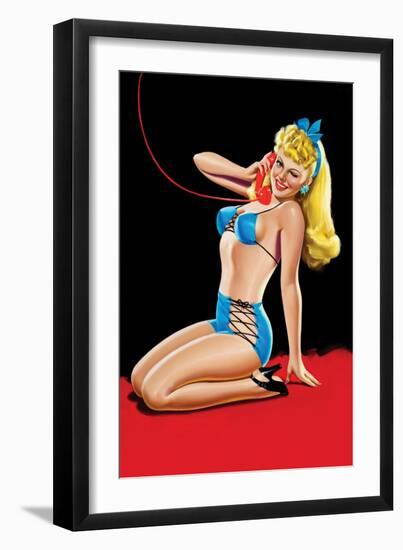 Eyeful Magazine; Pin Up in Blue Bikini-Peter Driben-Framed Art Print