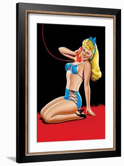 Eyeful Magazine; Pin Up in Blue Bikini-Peter Driben-Framed Art Print