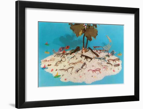 Eyeglasses on Simulated Desert Island-null-Framed Art Print