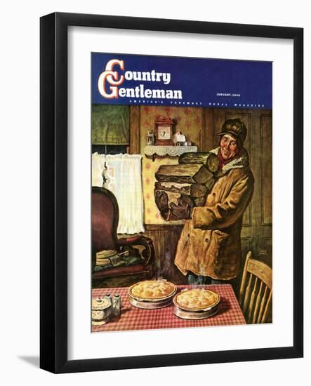 "Eyeing the Pies," Country Gentleman Cover, January 1, 1945-Amos Sewell-Framed Premium Giclee Print
