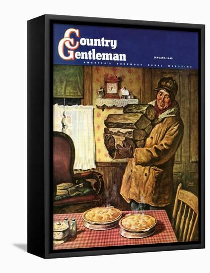 "Eyeing the Pies," Country Gentleman Cover, January 1, 1945-Amos Sewell-Framed Premier Image Canvas