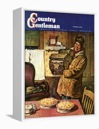 "Eyeing the Pies," Country Gentleman Cover, January 1, 1945-Amos Sewell-Framed Premier Image Canvas