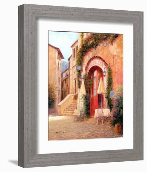 Eze Village Café, France-Haixia Liu-Framed Art Print