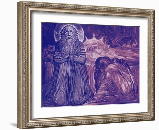 Ezekiel Kneeling By the Death-Bed of his Wife by William Blake-William Blake-Framed Giclee Print