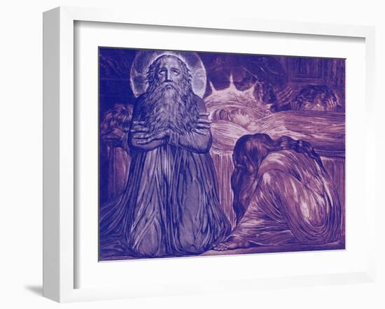 Ezekiel Kneeling By the Death-Bed of his Wife by William Blake-William Blake-Framed Giclee Print