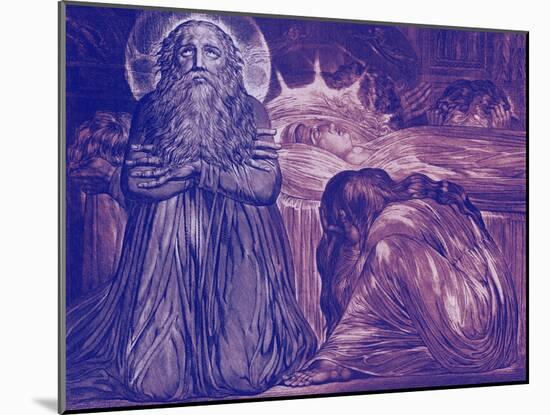 Ezekiel Kneeling By the Death-Bed of his Wife by William Blake-William Blake-Mounted Giclee Print