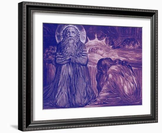 Ezekiel Kneeling By the Death-Bed of his Wife by William Blake-William Blake-Framed Giclee Print