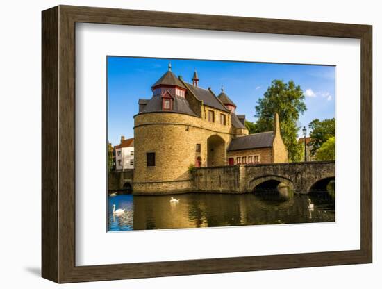 Ezelpoort or Donkey's gate, fortified gate, Bruges, West Flanders, Belgium.-Michael DeFreitas-Framed Photographic Print