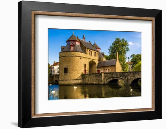 Ezelpoort or Donkey's gate, fortified gate, Bruges, West Flanders, Belgium.-Michael DeFreitas-Framed Photographic Print