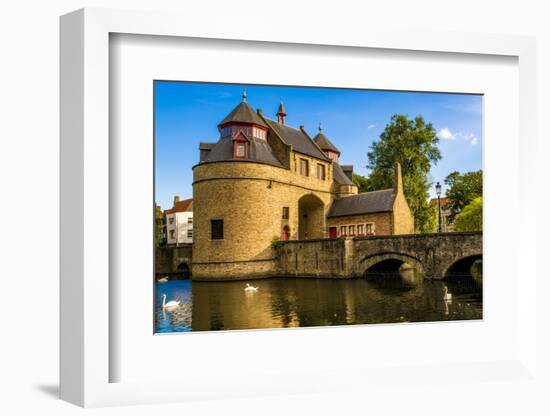 Ezelpoort or Donkey's gate, fortified gate, Bruges, West Flanders, Belgium.-Michael DeFreitas-Framed Photographic Print