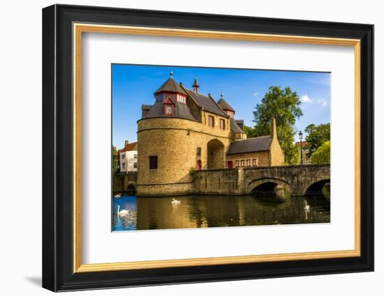 Ezelpoort or Donkey's gate, fortified gate, Bruges, West Flanders, Belgium.-Michael DeFreitas-Framed Photographic Print