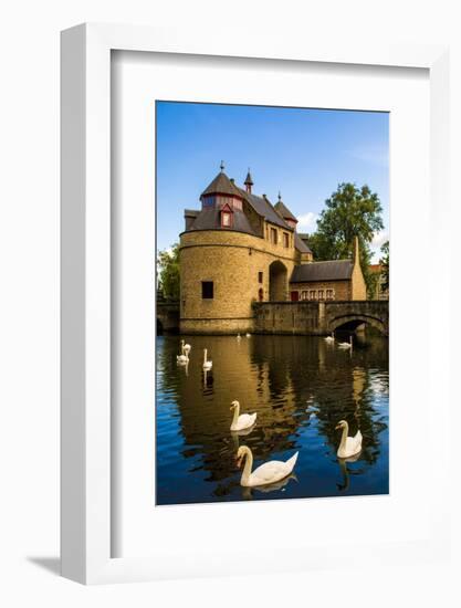 Ezelpoort or Donkey's gate, fortified gate, Bruges, West Flanders, Belgium.-Michael DeFreitas-Framed Photographic Print