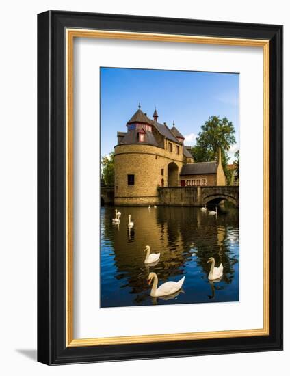 Ezelpoort or Donkey's gate, fortified gate, Bruges, West Flanders, Belgium.-Michael DeFreitas-Framed Photographic Print