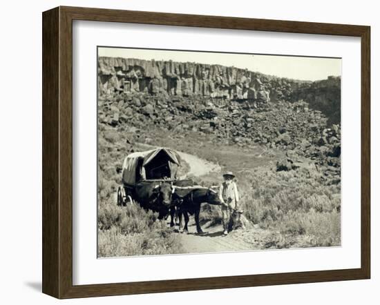 Ezra Meeker with Wagon-Asahel Curtis-Framed Giclee Print