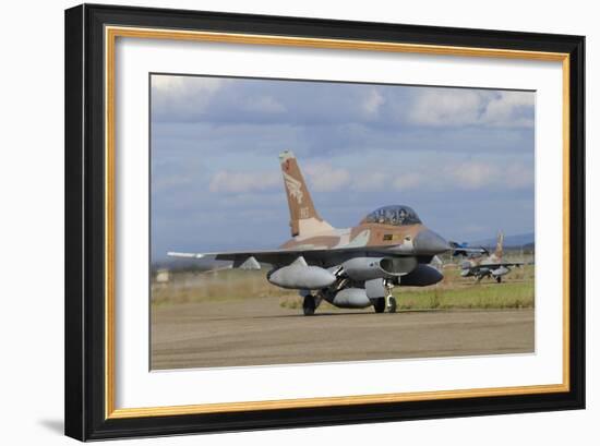 F-16B Netz from the Israeli Air Force at Decimomannu Air Base, Italy-Stocktrek Images-Framed Photographic Print