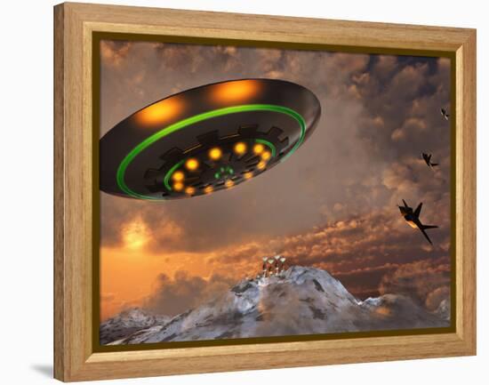 F-22 Raptors Chase a UFO Through the Skies over Roswell, New Mexico-Stocktrek Images-Framed Premier Image Canvas