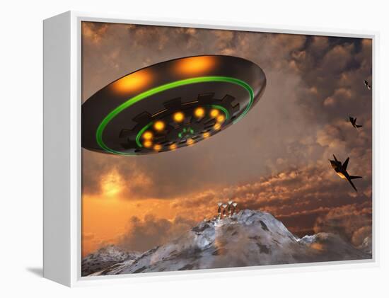 F-22 Raptors Chase a UFO Through the Skies over Roswell, New Mexico-Stocktrek Images-Framed Premier Image Canvas