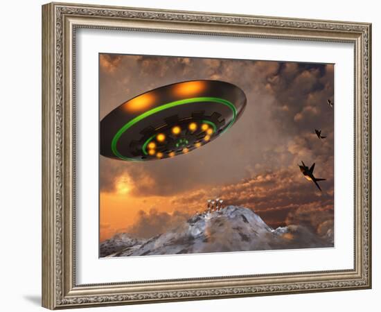 F-22 Raptors Chase a UFO Through the Skies over Roswell, New Mexico-Stocktrek Images-Framed Photographic Print