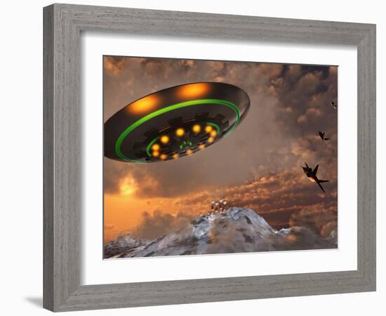 F-22 Raptors Chase a UFO Through the Skies over Roswell, New Mexico-Stocktrek Images-Framed Photographic Print