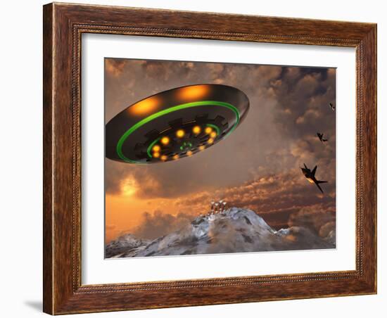 F-22 Raptors Chase a UFO Through the Skies over Roswell, New Mexico-Stocktrek Images-Framed Photographic Print