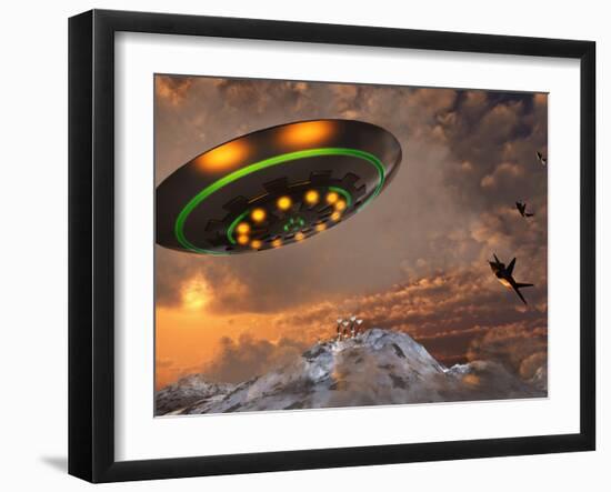 F-22 Raptors Chase a UFO Through the Skies over Roswell, New Mexico-Stocktrek Images-Framed Photographic Print