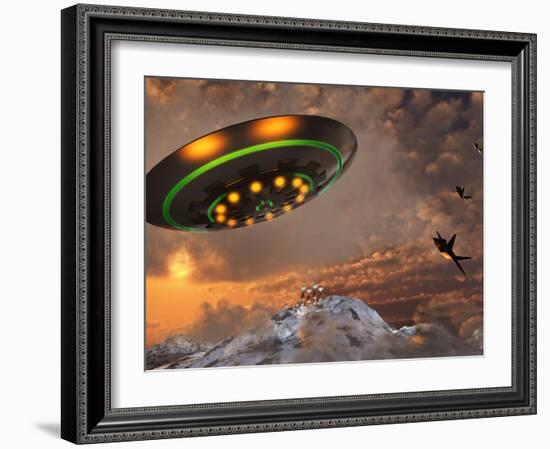 F-22 Raptors Chase a UFO Through the Skies over Roswell, New Mexico-Stocktrek Images-Framed Photographic Print