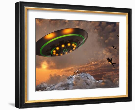 F-22 Raptors Chase a UFO Through the Skies over Roswell, New Mexico-Stocktrek Images-Framed Photographic Print