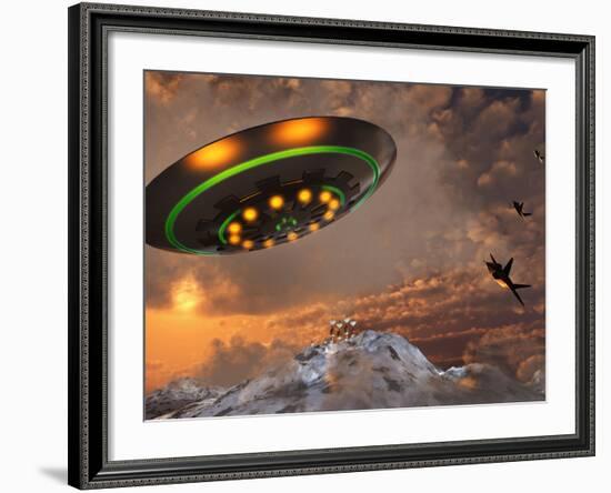 F-22 Raptors Chase a UFO Through the Skies over Roswell, New Mexico-Stocktrek Images-Framed Photographic Print