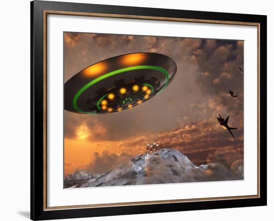 F-22 Raptors Chase a UFO Through the Skies over Roswell, New Mexico-Stocktrek Images-Framed Photographic Print