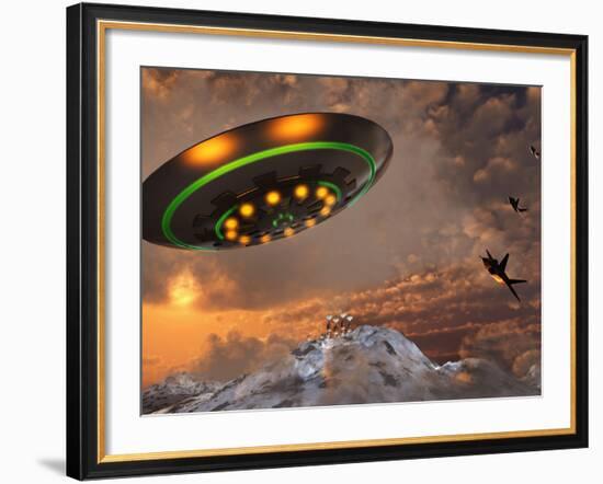 F-22 Raptors Chase a UFO Through the Skies over Roswell, New Mexico-Stocktrek Images-Framed Photographic Print